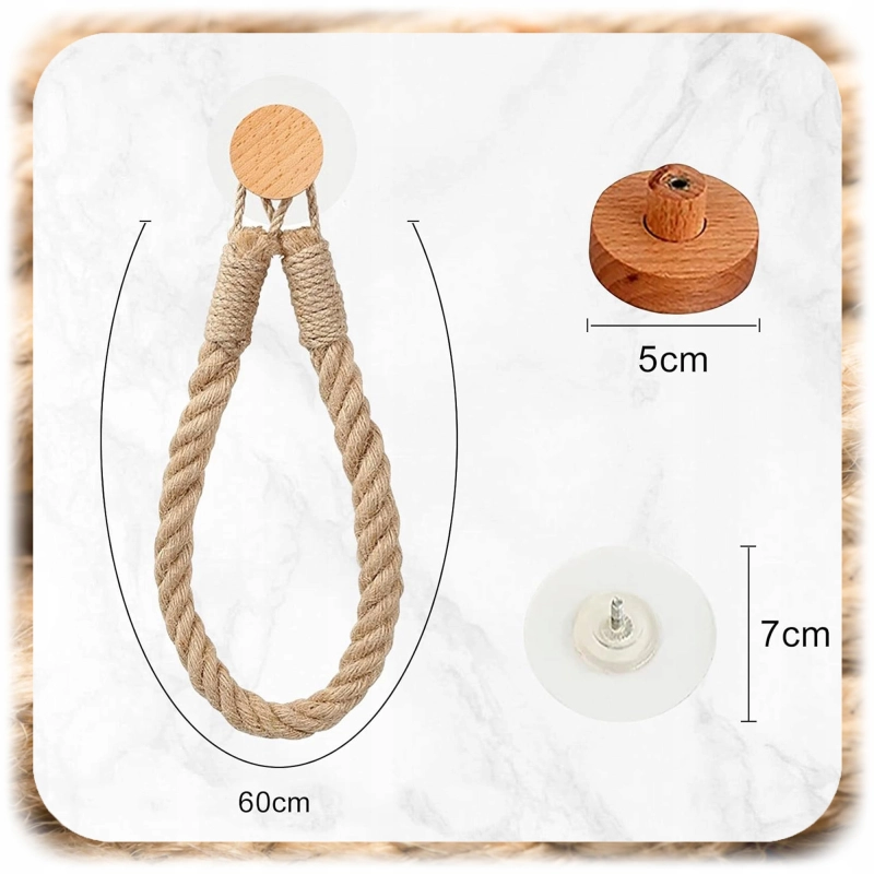 UCHWYT NA PAPIER TOALETOWY SZNUR KONOPNY BOHO RUSTYKALNY LOFT NATURAL 60 CM