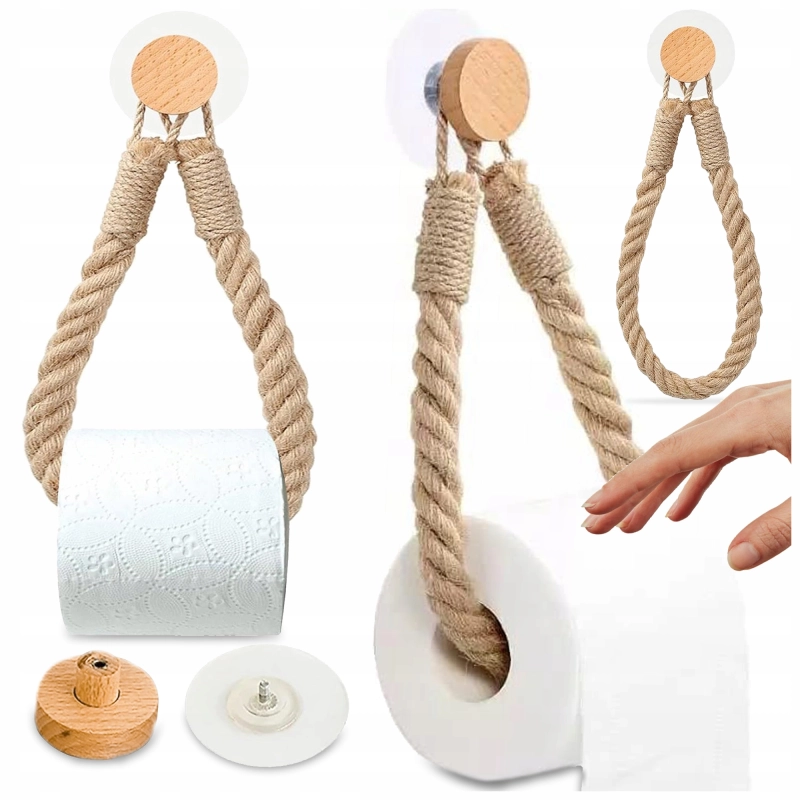 UCHWYT NA PAPIER TOALETOWY SZNUR KONOPNY BOHO RUSTYKALNY LOFT NATURAL 60 CM