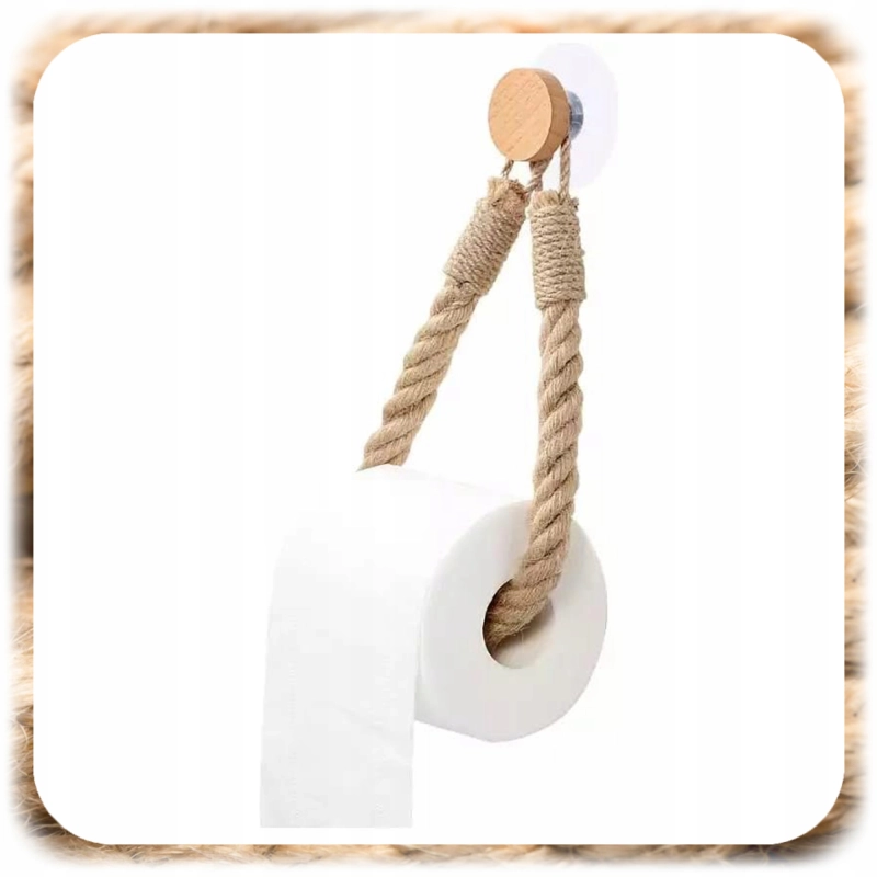 UCHWYT NA PAPIER TOALETOWY SZNUR KONOPNY BOHO RUSTYKALNY LOFT NATURAL 60 CM