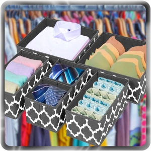 ZESTAW 6x ORGANIZER DO SZAFY SZUFLADY POJEMNIK TKANINY SKŁADANY MATERIAŁOWY