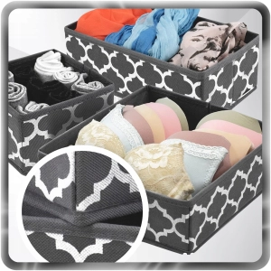 ZESTAW 6x ORGANIZER DO SZAFY SZUFLADY POJEMNIK TKANINY SKŁADANY MATERIAŁOWY