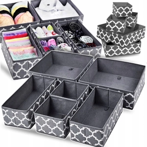 ZESTAW 6x ORGANIZER DO SZAFY SZUFLADY POJEMNIK TKANINY SKŁADANY MATERIAŁOWY