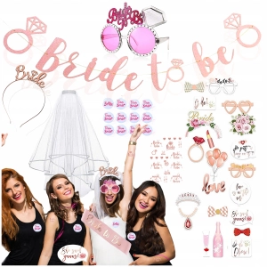 XL ZESTAW WIECZÓR PANIEŃSKI WELON SZARFA DIADEM TATUAŻE DEKORACJE DO ZDJĘĆ