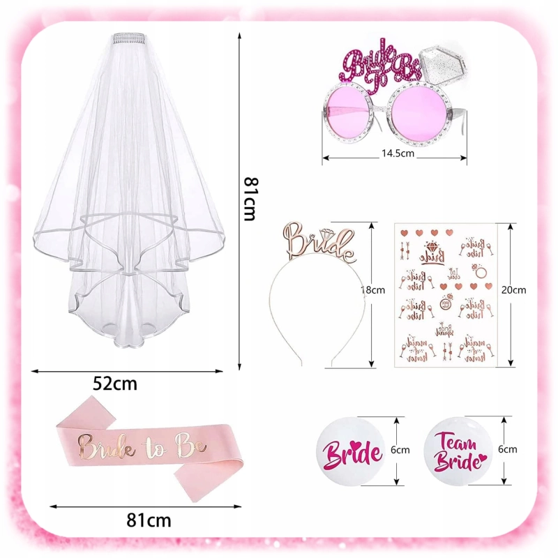 XL ZESTAW WIECZÓR PANIEŃSKI WELON SZARFA DIADEM TATUAŻE DEKORACJE DO ZDJĘĆ