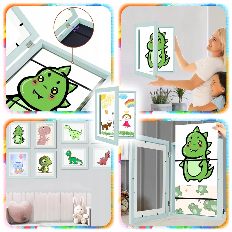 RAMKA ARTYSTYCZNA OTWIERANA NA RYSUNKI OBRAZKI ZDJĘCIA DLA DZIECKA POJEMNIK