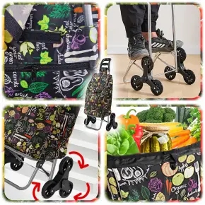 WÓZEK ZAKUPOWY SCHODOWY TORBA NA ZAKUPY NA KÓŁKACH WODOODPORNA WARZYWA 35 L