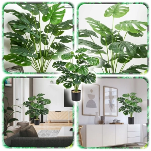 MONSTERA SZTUCZNA W DONICZCE 70CM SZTUCZNE KWIATY FEJKA ROŚLINA 18 LIŚCI XL