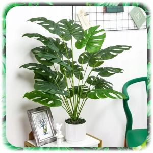 MONSTERA SZTUCZNA W DONICZCE 70CM SZTUCZNE KWIATY FEJKA ROŚLINA 18 LIŚCI XL