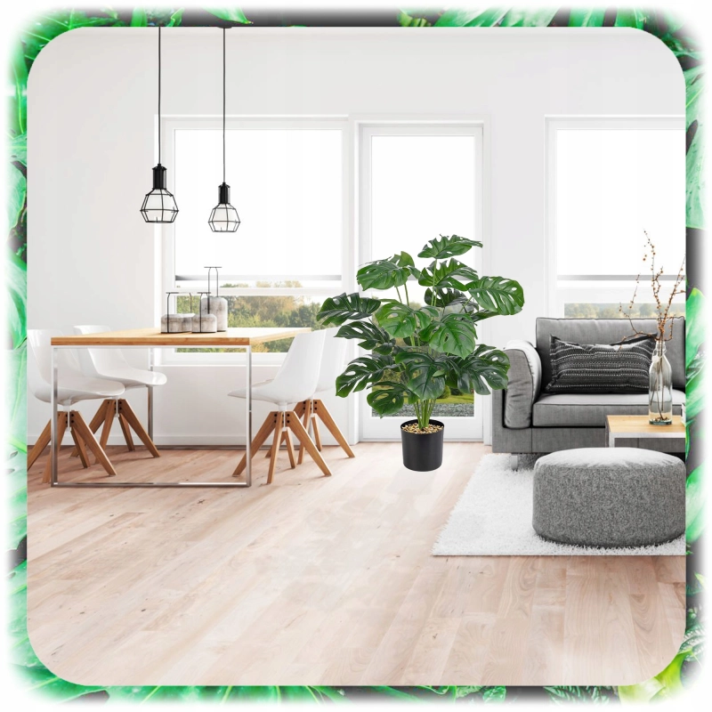 MONSTERA SZTUCZNA W DONICZCE 70CM SZTUCZNE KWIATY FEJKA ROŚLINA 18 LIŚCI XL