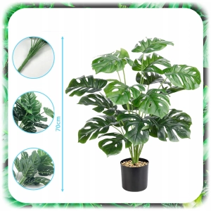 MONSTERA SZTUCZNA W DONICZCE 70CM SZTUCZNE KWIATY FEJKA ROŚLINA 18 LIŚCI XL