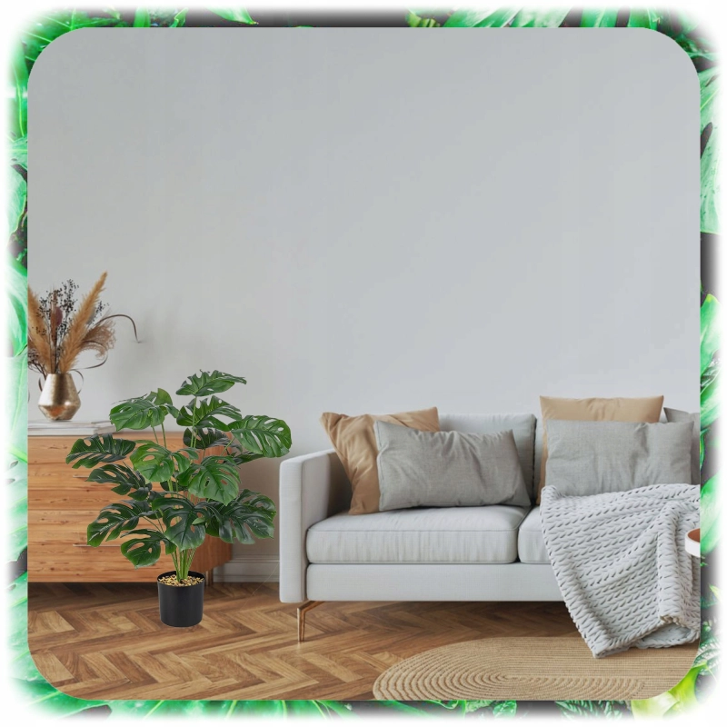 MONSTERA SZTUCZNA W DONICZCE 70CM SZTUCZNE KWIATY FEJKA ROŚLINA 18 LIŚCI XL