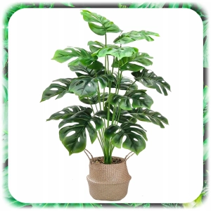 MONSTERA SZTUCZNA W DONICZCE 70CM SZTUCZNE KWIATY FEJKA ROŚLINA 18 LIŚCI XL