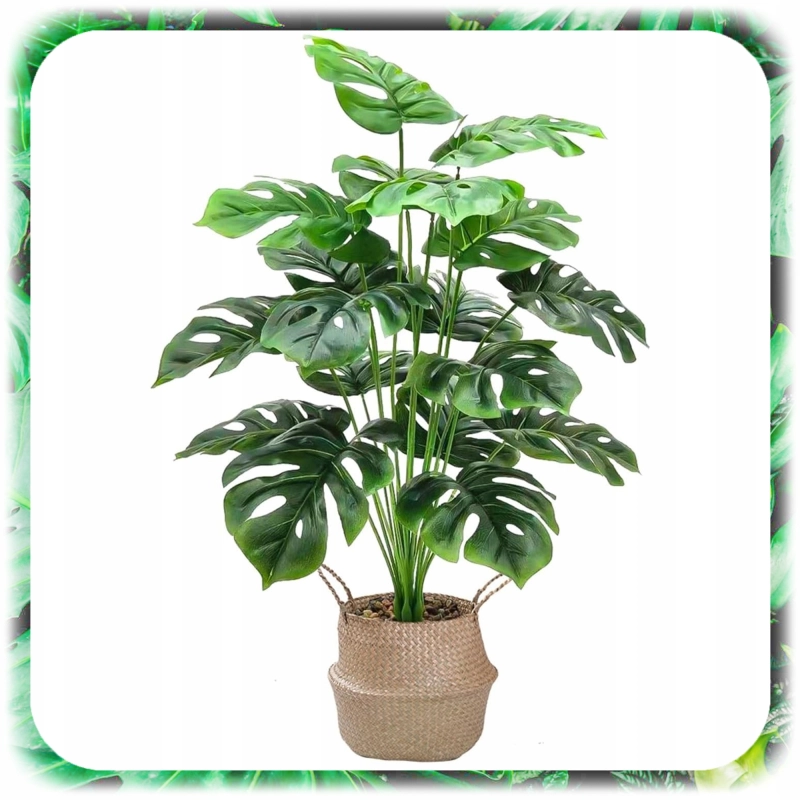 MONSTERA SZTUCZNA W DONICZCE 70CM SZTUCZNE KWIATY FEJKA ROŚLINA 18 LIŚCI XL