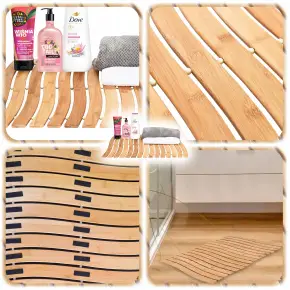 MATA BAMBUSOWA DYWANIK DREWNIANY ANTYPOŚLIZGOWY NATURAL DO ŁAZIENKI 50x70cm