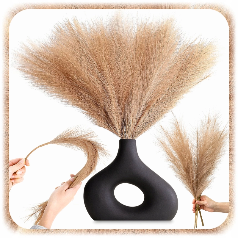 ZESTAW 20SZT SZTUCZNA TRAWA PAMPASOWA DEKORACYJNA GAŁĄZKI TRZCINA BRĄZ 55CM