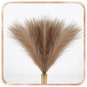 ZESTAW 20SZT SZTUCZNA TRAWA PAMPASOWA DEKORACYJNA GAŁĄZKI TRZCINA BRĄZ 55CM