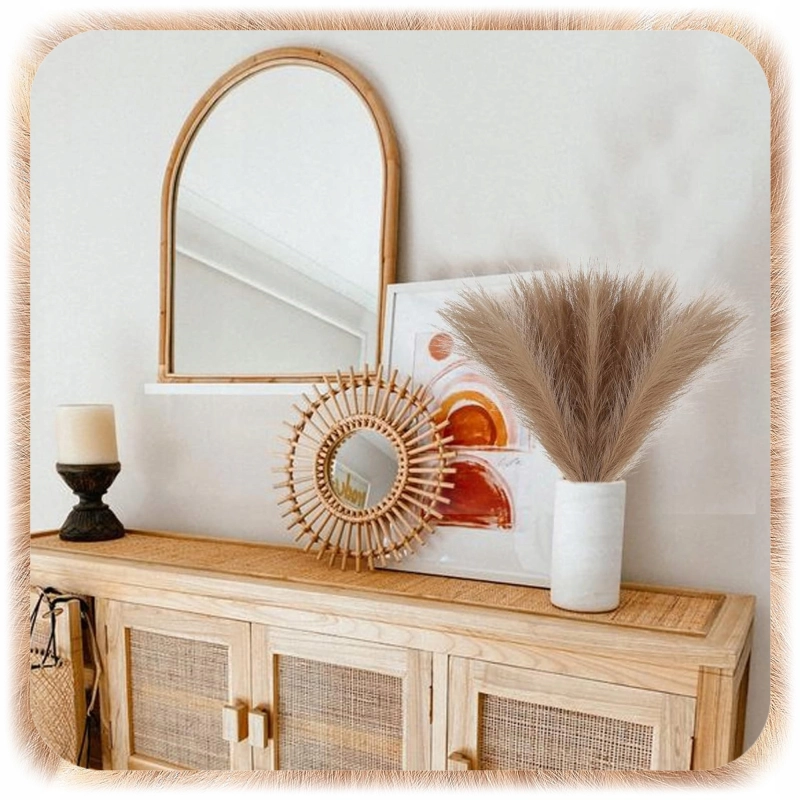 ZESTAW 20SZT SZTUCZNA TRAWA PAMPASOWA DEKORACYJNA GAŁĄZKI TRZCINA BRĄZ 55CM