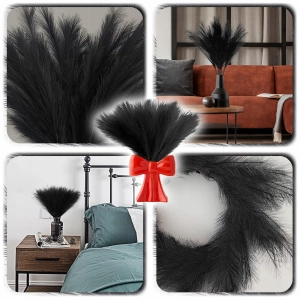 ZESTAW 20x SZTUCZNA TRAWA PAMPASOWA DEKORACYJNA GAŁĄZKI TRZCINA CZARNA 55CM