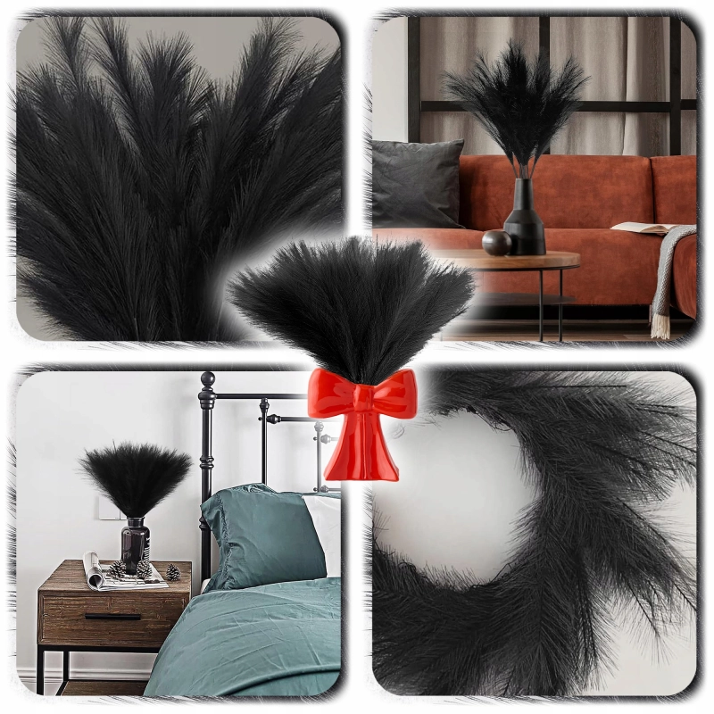 ZESTAW 20x SZTUCZNA TRAWA PAMPASOWA DEKORACYJNA GAŁĄZKI TRZCINA CZARNA 55CM