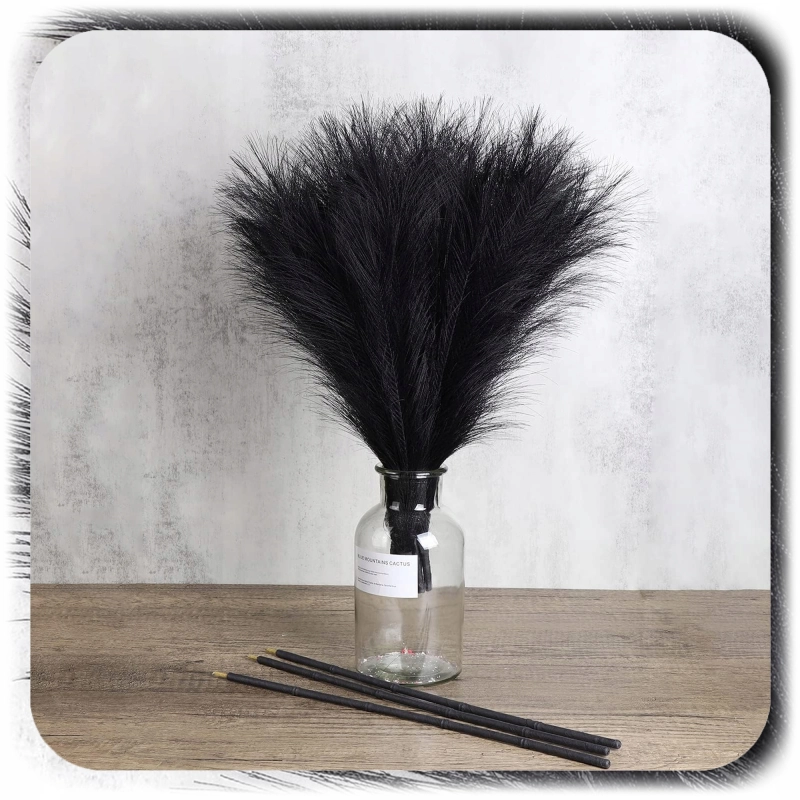 ZESTAW 20x SZTUCZNA TRAWA PAMPASOWA DEKORACYJNA GAŁĄZKI TRZCINA CZARNA 55CM