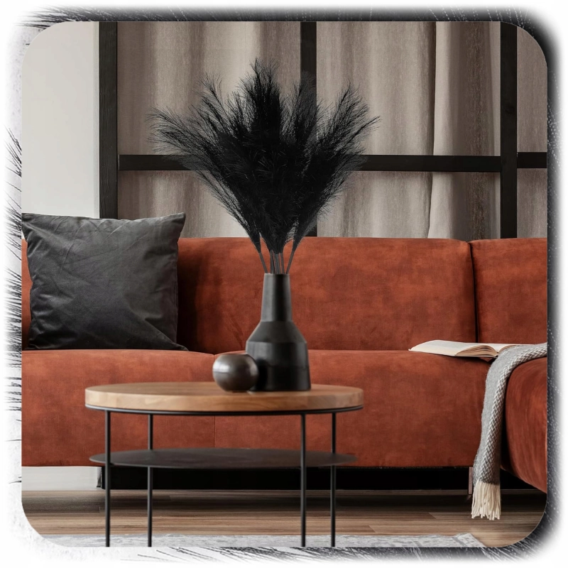 ZESTAW 20x SZTUCZNA TRAWA PAMPASOWA DEKORACYJNA GAŁĄZKI TRZCINA CZARNA 55CM