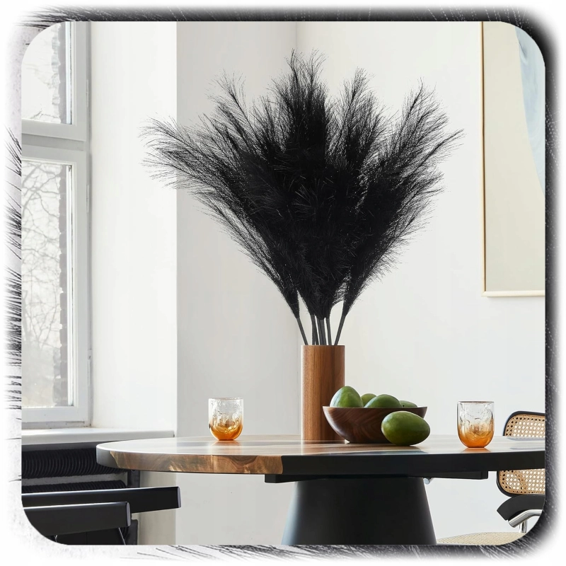 ZESTAW 20x SZTUCZNA TRAWA PAMPASOWA DEKORACYJNA GAŁĄZKI TRZCINA CZARNA 55CM