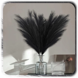ZESTAW 20x SZTUCZNA TRAWA PAMPASOWA DEKORACYJNA GAŁĄZKI TRZCINA CZARNA 55CM