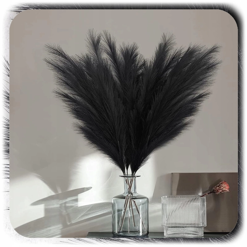 ZESTAW 20x SZTUCZNA TRAWA PAMPASOWA DEKORACYJNA GAŁĄZKI TRZCINA CZARNA 55CM