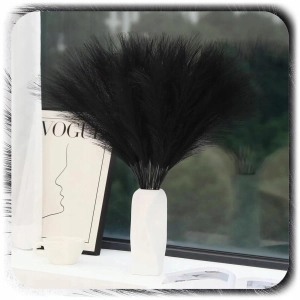 ZESTAW 20x SZTUCZNA TRAWA PAMPASOWA DEKORACYJNA GAŁĄZKI TRZCINA CZARNA 55CM