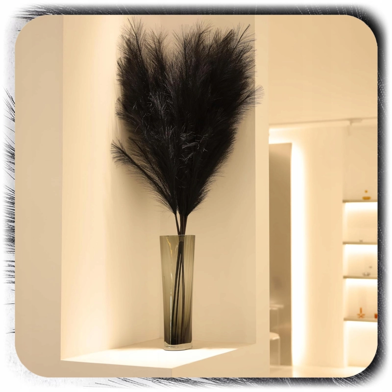 ZESTAW 20x SZTUCZNA TRAWA PAMPASOWA DEKORACYJNA GAŁĄZKI TRZCINA CZARNA 55CM