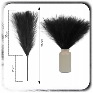 ZESTAW 20x SZTUCZNA TRAWA PAMPASOWA DEKORACYJNA GAŁĄZKI TRZCINA CZARNA 55CM