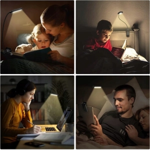 LAMPKA DO CZYTANIA KSIĄŻEK USB LAMPKA NOCNA Z KLIPSEM ZDROWA DLA OCZU 8 LED