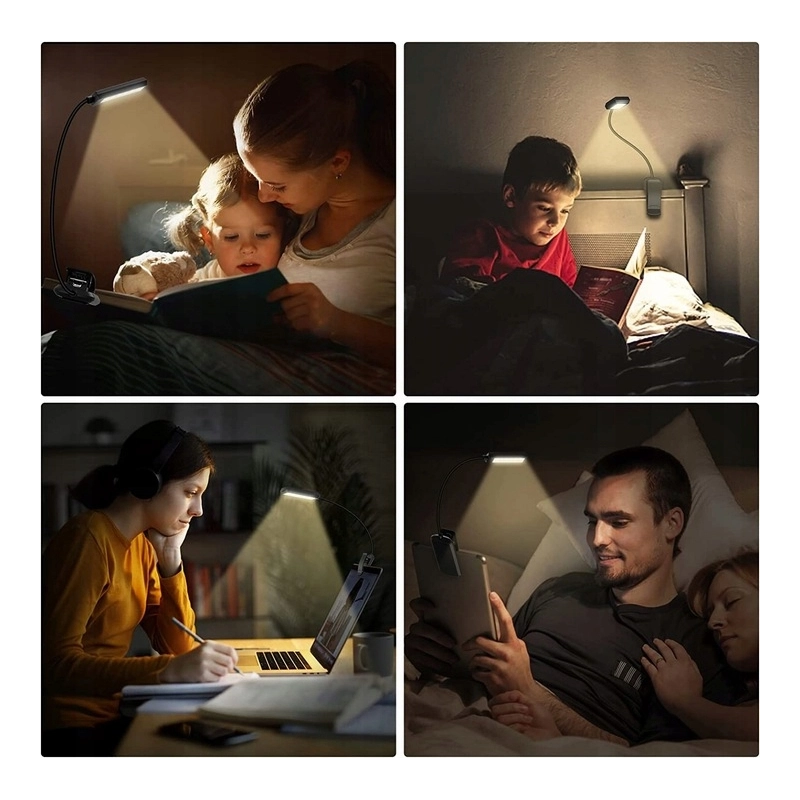 LAMPKA DO CZYTANIA KSIĄŻEK USB LAMPKA NOCNA Z KLIPSEM ZDROWA DLA OCZU 8 LED