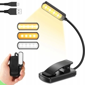 LAMPKA DO CZYTANIA KSIĄŻEK USB LAMPKA NOCNA Z KLIPSEM ZDROWA DLA OCZU 8 LED