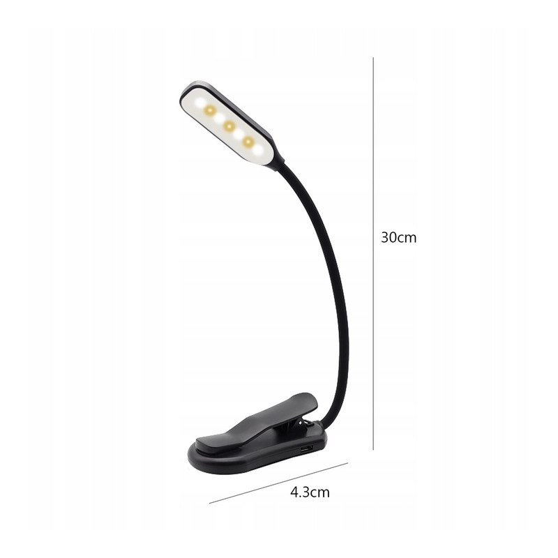 LAMPKA DO CZYTANIA KSIĄŻEK USB LAMPKA NOCNA Z KLIPSEM ZDROWA DLA OCZU 8 LED