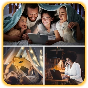 LAMPKA DO CZYTANIA KSIĄŻEK NOCNA Z KLIPSEM USB AKUMULATOR 8 LED 3 BARWY