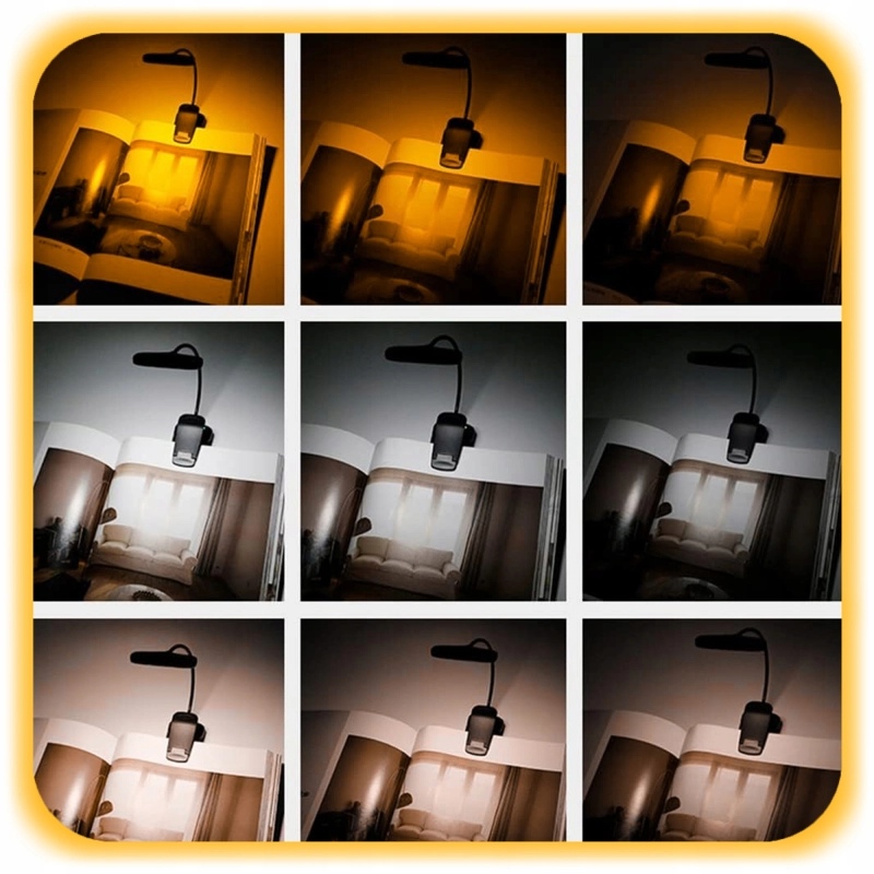 LAMPKA DO CZYTANIA KSIĄŻEK NOCNA Z KLIPSEM USB AKUMULATOR 8 LED 3 BARWY