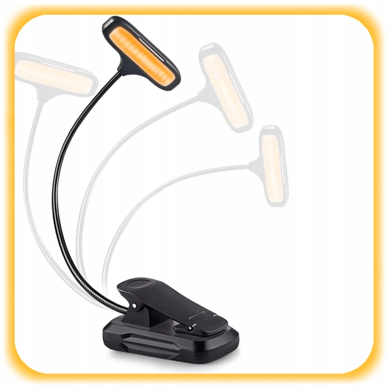 LAMPKA DO CZYTANIA KSIĄŻEK NOCNA Z KLIPSEM USB AKUMULATOR 8 LED 3 BARWY