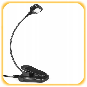LAMPKA DO CZYTANIA KSIĄŻEK NOCNA Z KLIPSEM USB AKUMULATOR 8 LED 3 BARWY