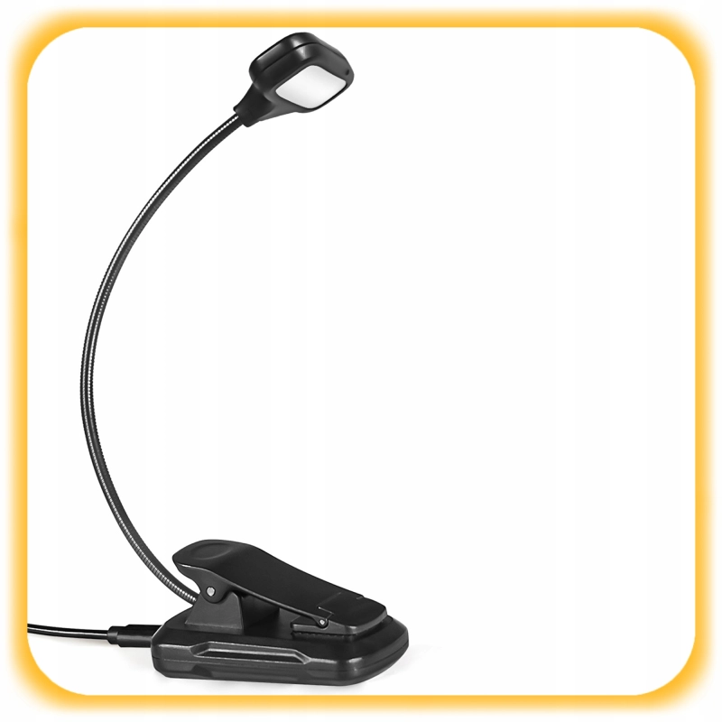 LAMPKA DO CZYTANIA KSIĄŻEK NOCNA Z KLIPSEM USB AKUMULATOR 8 LED 3 BARWY