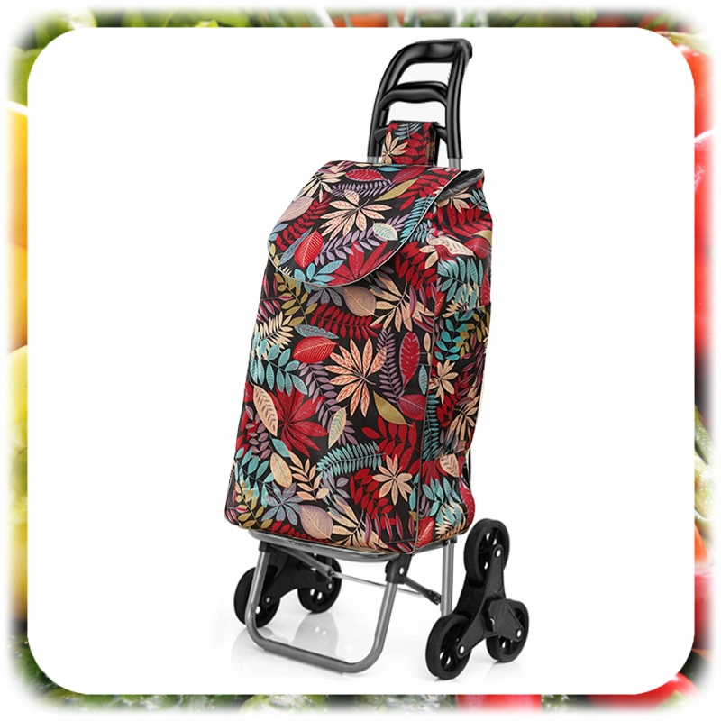 WÓZEK ZAKUPOWY SCHODOWY TORBA NA ZAKUPY NA KÓŁKACH WODOODPORNA W LIŚCIE 35L