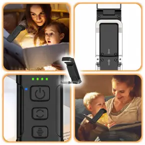 LAMPKA DO CZYTANIA KSIĄŻEK Z KLIPSEM LED USB NOCNA 9 LED + 5 MOCY + 3 BARWY