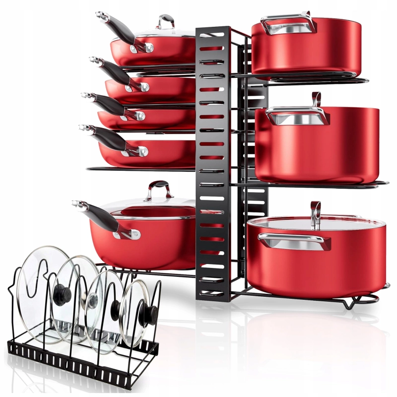 STOJAK NA GARNKI Patelnie Pokrywki Organizer Kuchenny Metalowy LOFT Półka