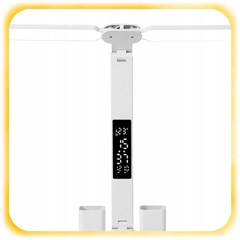 PODWÓJNA LAMPKA BIURKOWA LED Z ORGANIZEREM WYŚWIETLACZEM TEMP ZEGAR DATA