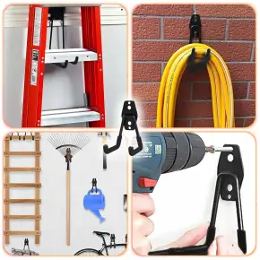 12szt ZESTAW HAKI GARAŻOWE PODWÓJNE UCHWYTY ŚCIENNE DO GARAŻU CZARNE