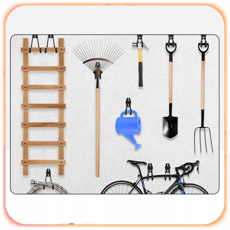 12szt ZESTAW HAKI GARAŻOWE PODWÓJNE UCHWYTY ŚCIENNE DO GARAŻU CZARNE