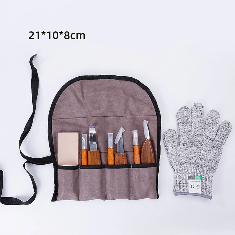 ZESTAW NOŻE I DŁUTA DO RZEŹBIENIA W DREWNIE 9EL NARZĘDZIA + RĘKAWICZKI ETUI