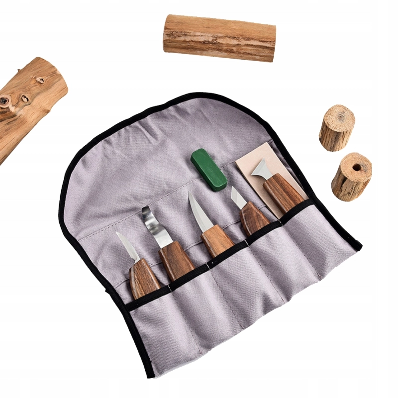 ZESTAW NOŻE I DŁUTA DO RZEŹBIENIA W DREWNIE 9EL NARZĘDZIA + RĘKAWICZKI ETUI