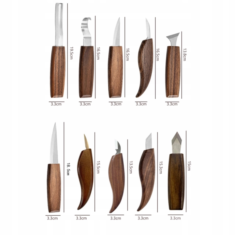 ZESTAW NOŻE I DŁUTA DO RZEŹBIENIA W DREWNIE 9EL NARZĘDZIA + RĘKAWICZKI ETUI