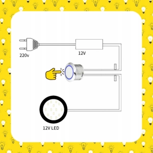 MINI ŚCIEMNIACZ DOTYKOWY WŁĄCZNIK DO TAŚM LED STEROWNIK MEBLOWY 12V 60W 5A